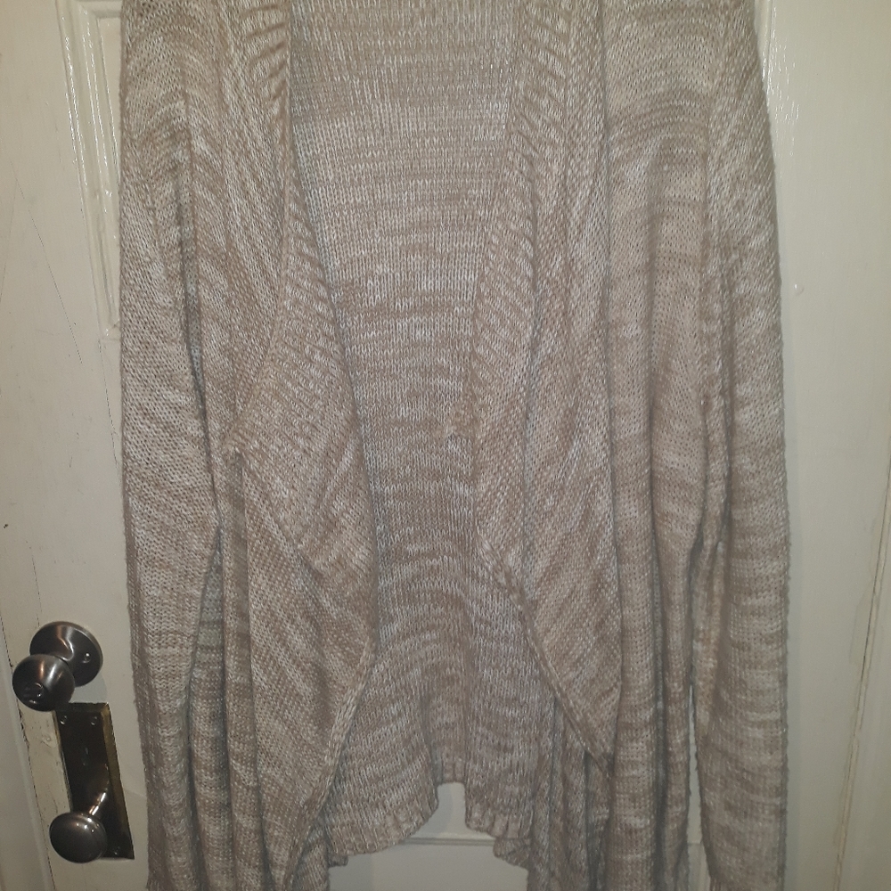 Avenue Tan Waterfall Longline Cardigan
